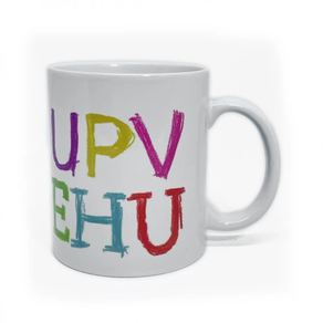 TAZA PORCELANA BLANCA COLORES GRANDES UPV/EHU
