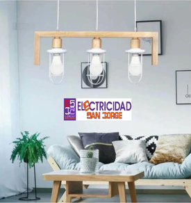 Lampara madera 3 luces ASKER
