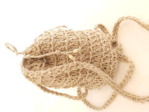 Bolso de Lino Natural Tejido en Ganchillo ,. Artesanal