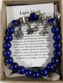 Pulsera lapis lazuli con acero