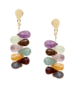 PENDIENTES COLECCIÓN BELÉN BAJO ORO RACIMO CUARZOS DE MULTICOLOR