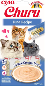 SNACK PARA GATOS CHURU ATUN,BOLSITA DE 4 TUBOS DE 14 GR