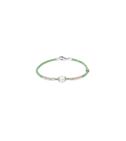 PULSERA PLATADEPALO SUMMER PERLAS Y BOLAS VERDES