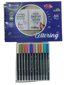 Pack Bismark 12 rotuladores para lettering punta doble y Cuaderno de espiral Bismark A4 de 32 hojas 