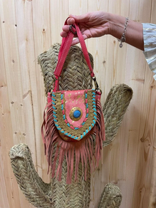 Porta móvil Boho Piel fucsia 