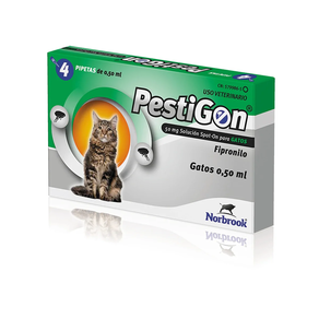 Pestigon 50 mg Solución con 4 pipetas de 0,50 ml cada una para gatos 