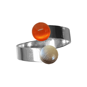 ANILLO CRISTAL DOBLE SENCILLO NARANJA Y GRIS PALOMA