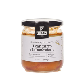 Pimientos rellenos de txangurro a la donostiarra en salsa americana