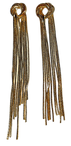 Pendientes nudos con flecos de acero dorado