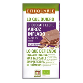 CHOCOLATE LECHE CON ARROZ INFLADO BIO  100g (MIN 32% CACAO)
