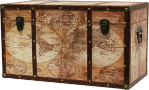 Baul madera decoración mapa