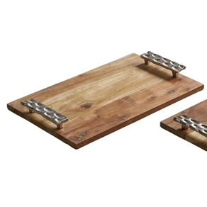 Bandeja madera aluminio, plata 46 cm