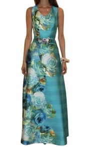 Vestido largo turquesa