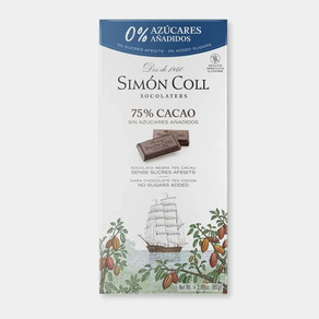 Tableta Chocolate 75% sin azúcares añadidos 85g