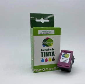 Cartucho de tinta color HP 301XLC compatible.