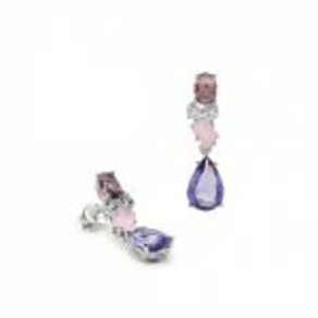 Pendientes largos de piedras de colores con colgantes tono violeta