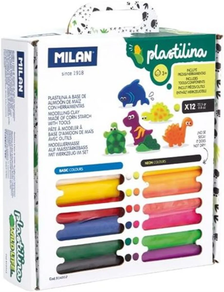 Maletatxoa Milan 12 barratxo plastilina piezak eta erremintak/Milan maletatxoa 12 barratxok piezak eta erremintak plastilinatzen dituzte