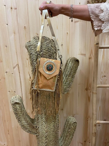 Porta móvil Boho piel Camel 