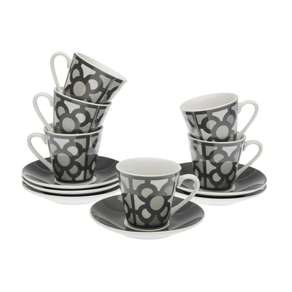 Juego tazas de café con leche Baldosa de Bilbao gris