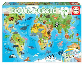 Puzzle Educa Mapamundi animales 150 piezas 