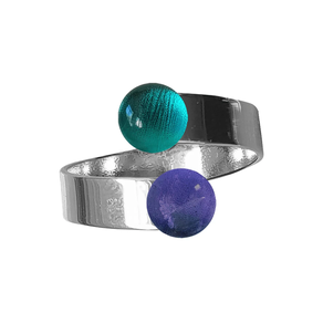 ANILLO CRISTAL DOBLE SENCILLO EN TURQUESA Y MORADO