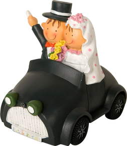 Figura tarta boda hucha novios coche