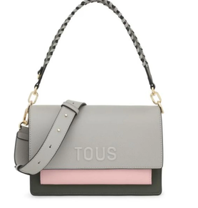 Bandolera TOUS Audree Saffiano Gris y Rosa