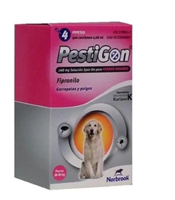 PestiGon con 4 pipetas de 2,68 ml para garrapatas y pulgas para perros grandes de 20-40 KG