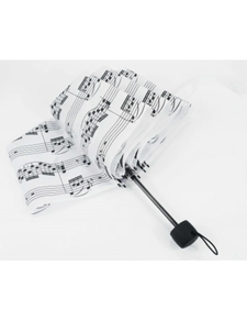 Regalo música: Paraguas plegable blanco con motivos musicales