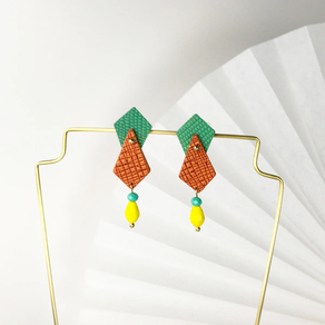 Pendientes de Cuero Turquesa y naranja