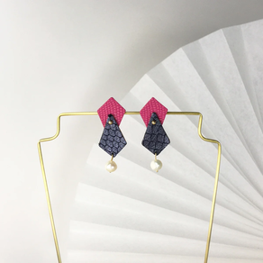 Pendientes de Cuero Azul y Fuxia S3