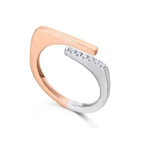 Anillo Oro Rosa y Oro Blanco con Diamantes