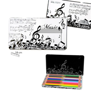 Regalo música: Caja Metal 12 Pinturas doble color Musica.