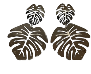 Pendientes hojas  plateadas