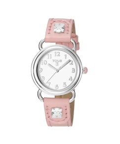 RELOJ TOUS Analógico Baby Bear de acero con correa de piel rosa