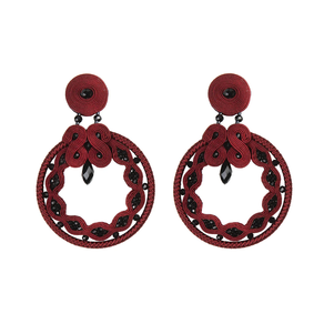 Pendientes Soutache Grana y Azabache