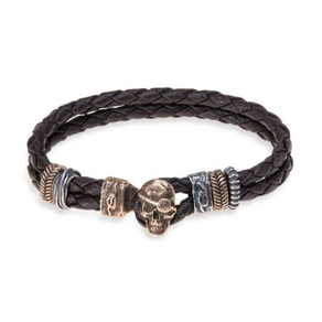 Brontzezko  Skull eta zilarrezko Skull eskumuturrekoa (21 cm)