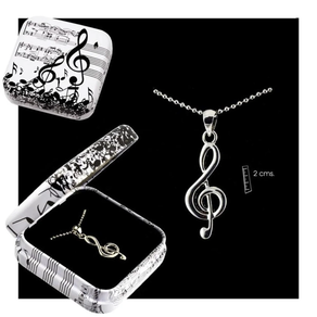 Regalo música: Colgante con cadena Clave de Sol Musica