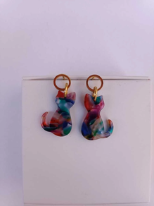Pendientes gatitos de acero y resina