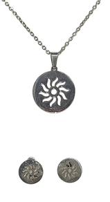 Conjunto Colgantre y pendiente mod. sol plateado de acero