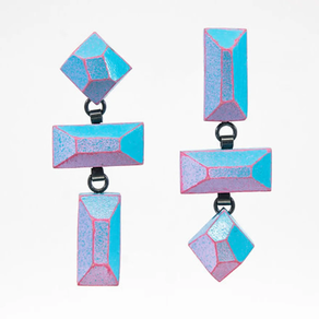 Pendientes Eucady de Wood Gems - Colores pastel brillantes con borde magenta contrastado