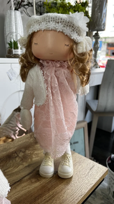MUÑECA PORCELANA  VESTIDO TUL ROSA