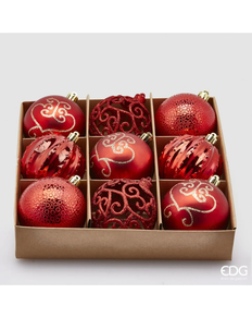 BOLAS NAVIDAD POLY X9 ROJO