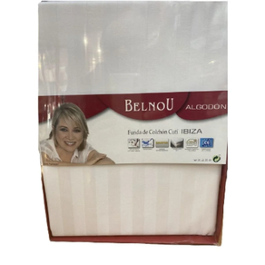 Funda colchón blanca 100% algodón BELNOU (135x190 cm)