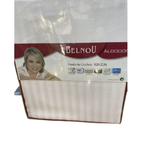 Funda colchón ajustable blanca 100% algodón BELNOU (90x190 cm)