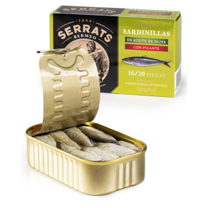 Sardinillas Serrats en aceite de oliva PICANTES. 16/20 piezas