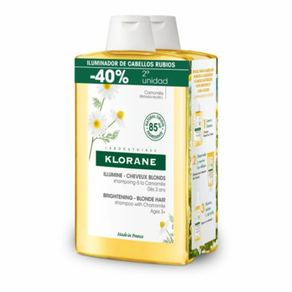 KLORANE CHAMPÚ A LA CAMOMILA. LUMINOSIDAD - CABELLOS RUBIOS 400 ML DUPLO