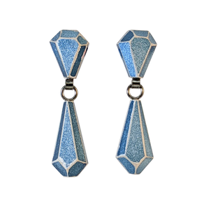 Pendientes Diamond Cut Turquesa Metalizado con Plateado