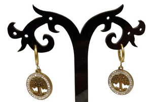 Urrezko altzairuzko belarritakoak, bizitzaren arbola distiratsuak