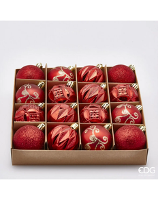 BOLAS NAVIDAD POLY X16 ROJO